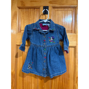 Vintage Disney Babies Minnie Daisy Denim Dress 6 9M Embroidered